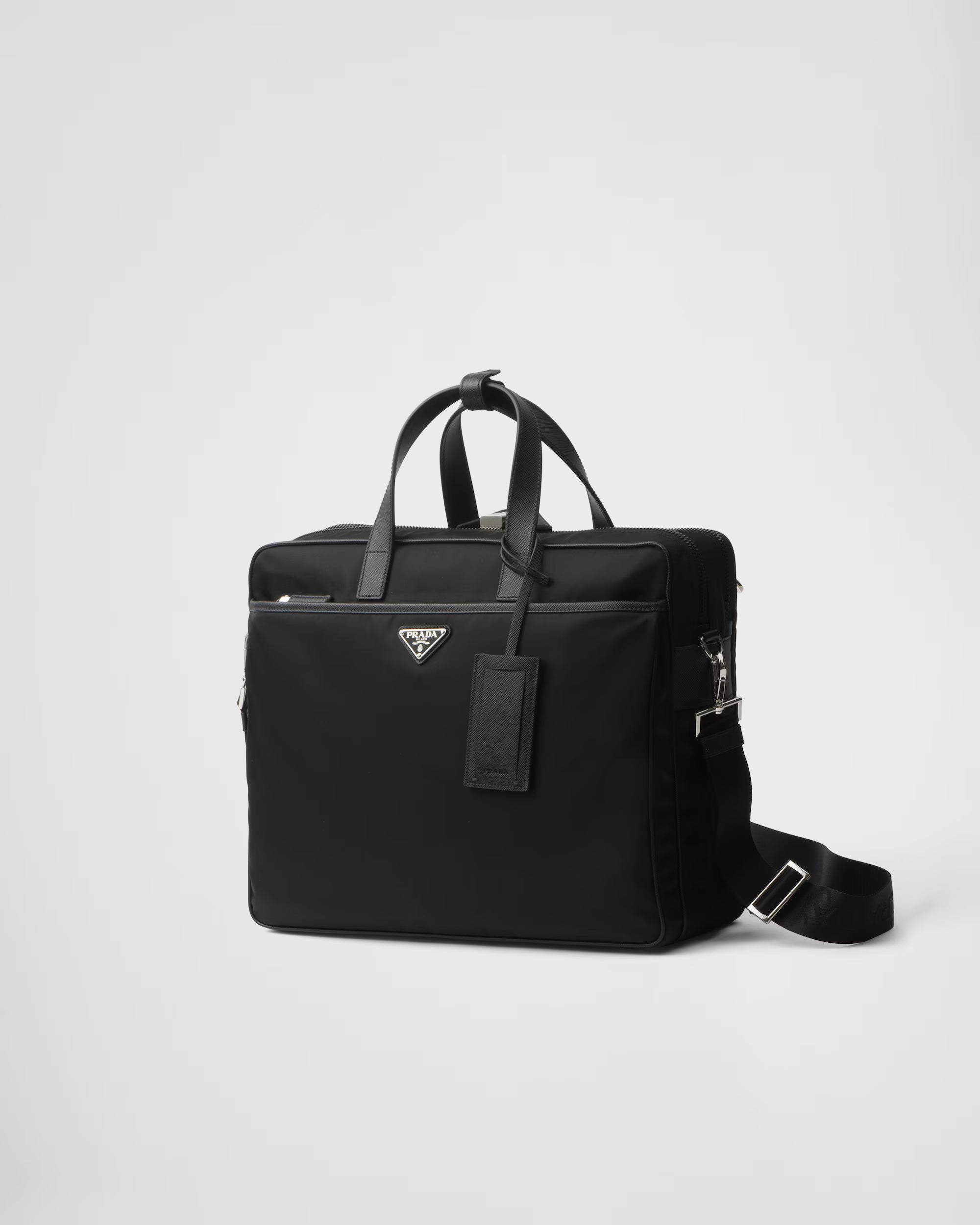 Re-Nylon and Saffiano leather briefcase