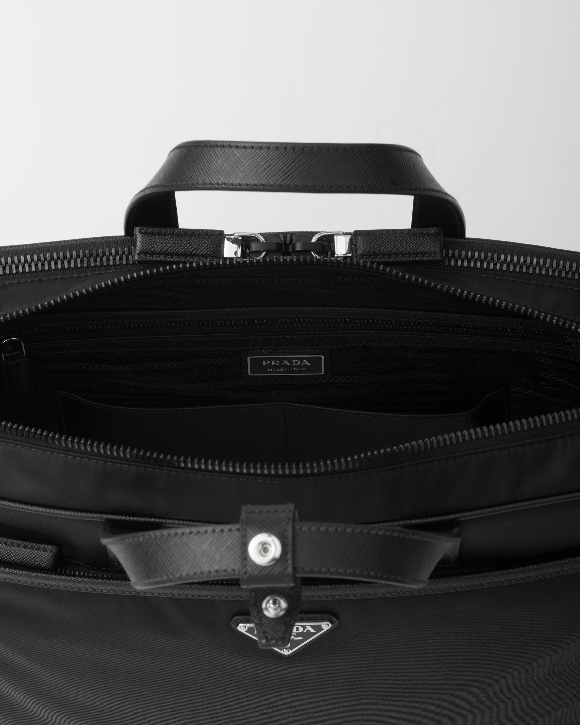 Re-Nylon and Saffiano leather briefcase
