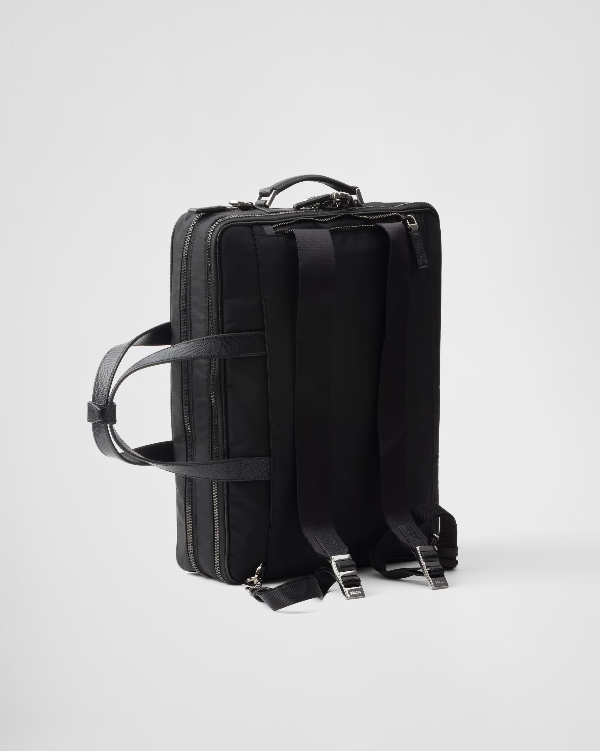 Re-Nylon and Saffiano leather briefcase